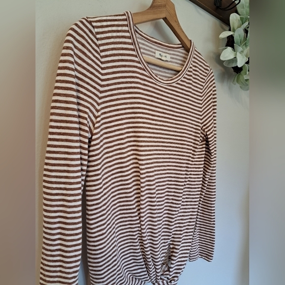 Madewell Soundcheck Side Knot Striped Top Brown Size Small - Picture 3 of 7